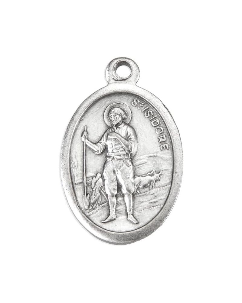 Small Oval Catholic Patron Saint Medal Bulk Silver Oxidized Medal Charm, Pack of 5 Medals St. Isidore $8.15 Pendants