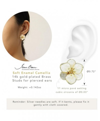 JeanBeau Pearl Flower Leaf Stud Earrings for Women Teen Girls Statement Cluster CZ Pearls Earing Gold Plated Sterling Silver ...