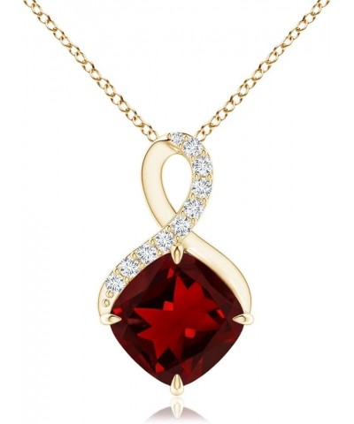 Natural Garnet Solitaire Pendant Necklace for Women, Girls in 14K Solid Gold/Platinum/Sterling Silver | January Birthstone | ...