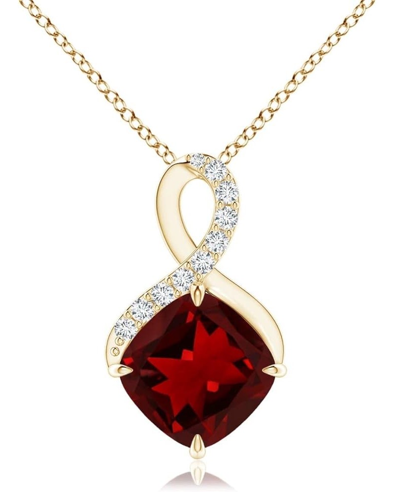 Natural Garnet Solitaire Pendant Necklace for Women, Girls in 14K Solid Gold/Platinum/Sterling Silver | January Birthstone | ...