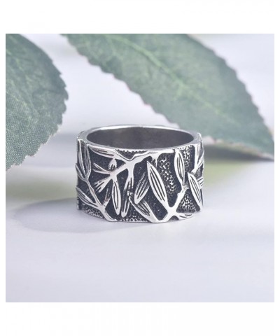 Retro Vintage S925 Sterling Silver Bands Ring for Women Men,Engraved Forest Mountain Flower Leaf Zebra Tiger Cat Rings,Realis...