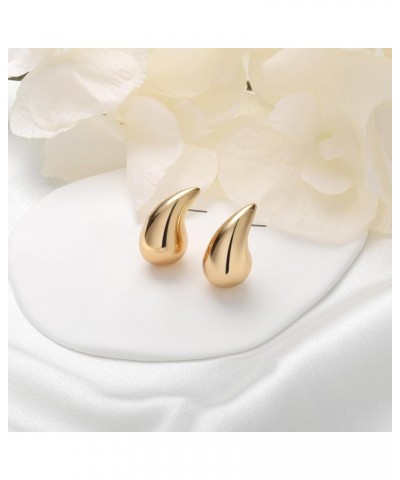 Chunky Gold Clip on Earrings for Women Trendy Water Teardrop Earrings for Women Hypoallergenic Earrings Dupes for Women Olivi...