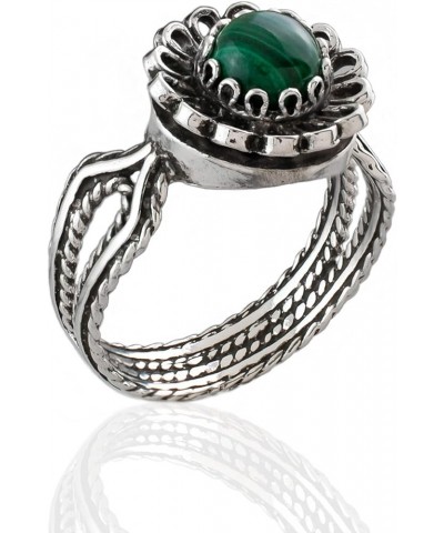 925 Sterling Silver Gemstone Woman Dainty Cocktail Ring, Gift Boxed Malachite $16.80 Rings