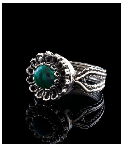 925 Sterling Silver Gemstone Woman Dainty Cocktail Ring, Gift Boxed Malachite $16.80 Rings