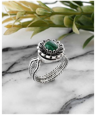 925 Sterling Silver Gemstone Woman Dainty Cocktail Ring, Gift Boxed Malachite $16.80 Rings