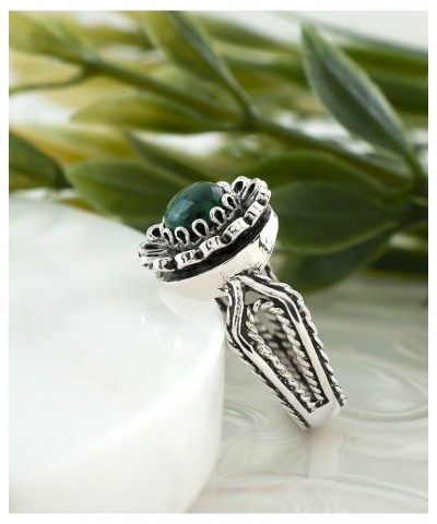 925 Sterling Silver Gemstone Woman Dainty Cocktail Ring, Gift Boxed Malachite $16.80 Rings