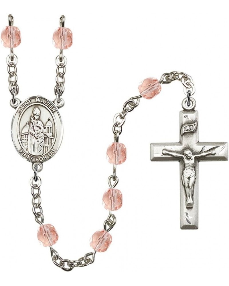 October Birth Month Prayer Bead Rosary with Patron Saint Centerpiece, 19 Inch Saint Walter of Pontnoise $58.84 Necklaces