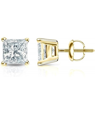 IGI Certified 1 1/2 to 8 Carat Princess Cut Lab Grown Diamond Stud Earrings for Women in 14k Gold or Platinum (H-I Color, VS1...