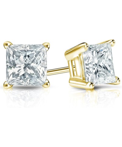 IGI Certified 1 1/2 to 8 Carat Princess Cut Lab Grown Diamond Stud Earrings for Women in 14k Gold or Platinum (H-I Color, VS1...