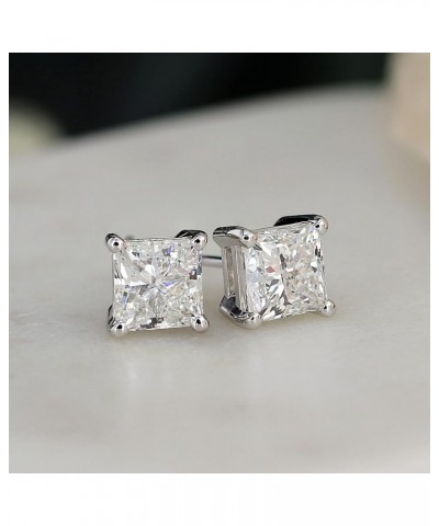 IGI Certified 1 1/2 to 8 Carat Princess Cut Lab Grown Diamond Stud Earrings for Women in 14k Gold or Platinum (H-I Color, VS1...