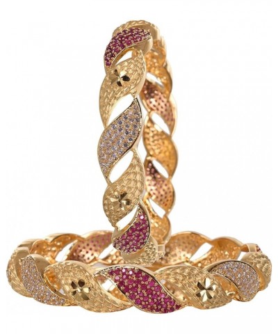 CZ Zirconia Gold Polish Red Diamond Bollywood Indian Bangles Kada Jewelry Women Red 2.6 Inches $11.60 Bracelets