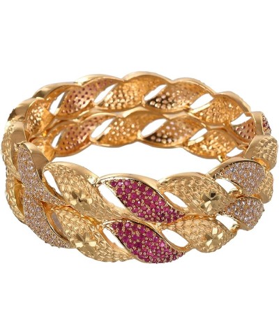 CZ Zirconia Gold Polish Red Diamond Bollywood Indian Bangles Kada Jewelry Women Red 2.6 Inches $11.60 Bracelets