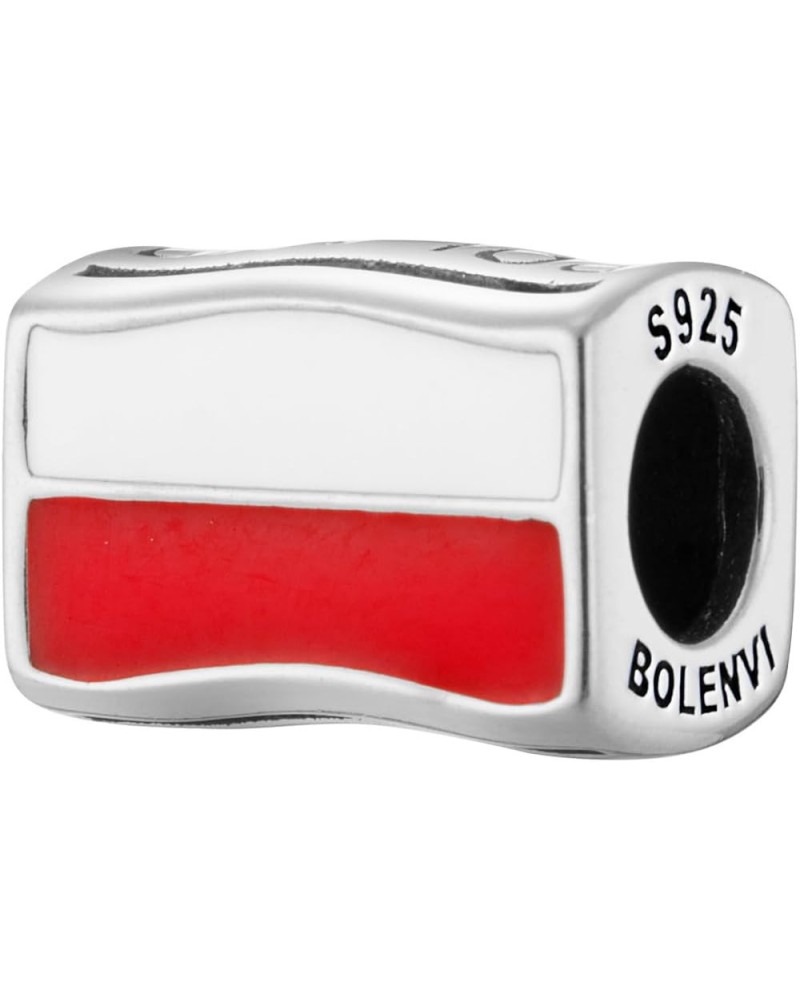 Flags Travel Country 925 Sterling Silver Charm Bead For Pandora & Similar Charm Bracelets or Necklaces Poland Polish $23.60 B...