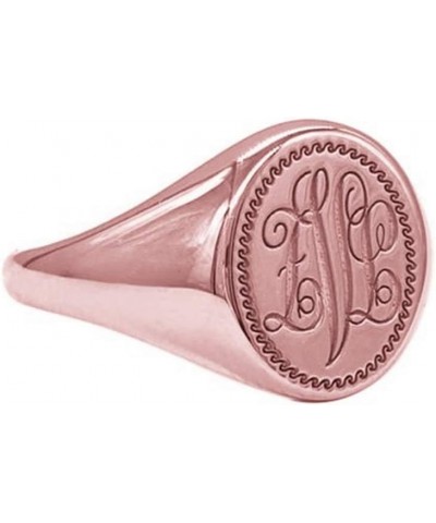 925 Sterling Silver Personalized Monogram Signet Ring Custom with 3 Letters Full Back Rings Rose Gold $28.99 Rings