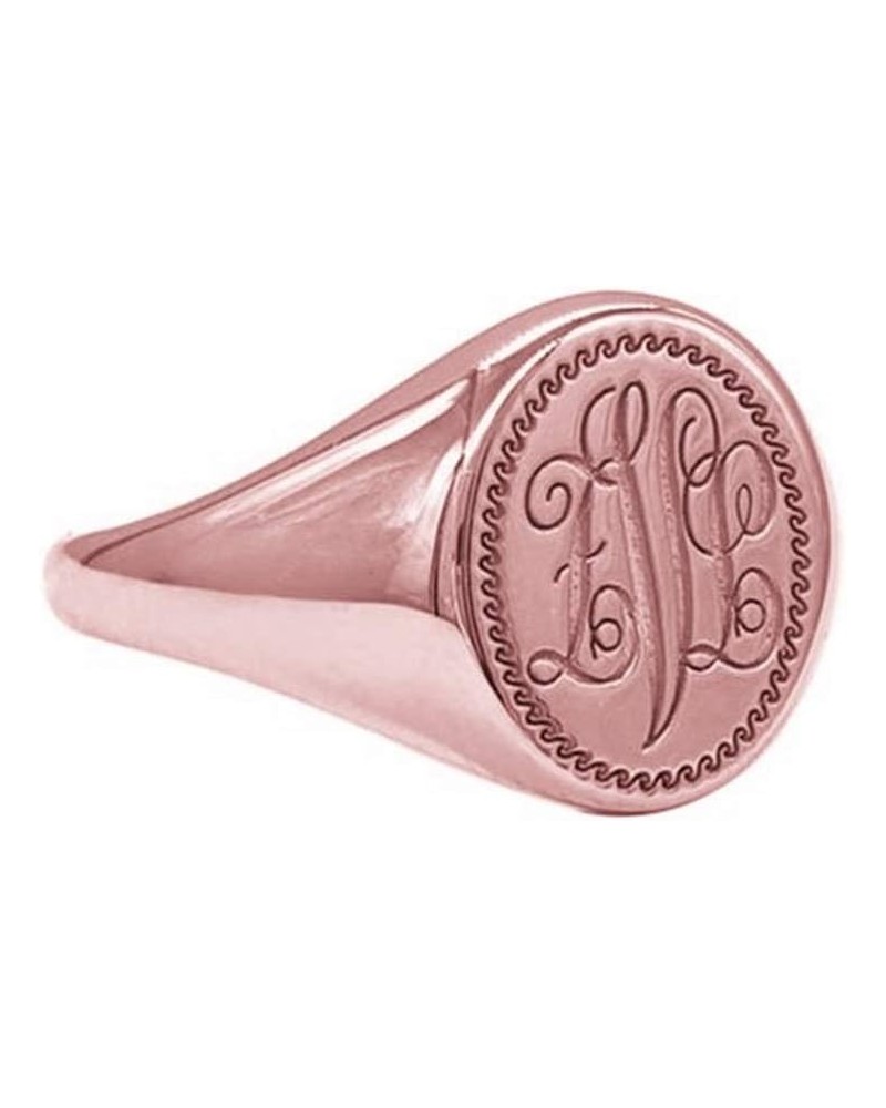 925 Sterling Silver Personalized Monogram Signet Ring Custom with 3 Letters Full Back Rings Rose Gold $28.99 Rings