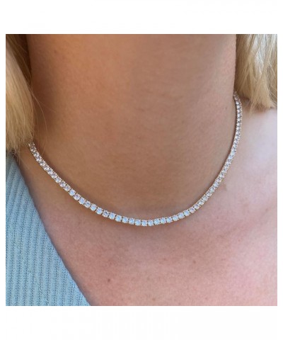 Diamond Tennis Necklace for Women, 14K Gold/Silver Plated Rhinestone Choker Necklaces Dainty Diamond Cubic Zirconia Tennis Ch...