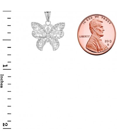 Animal Kingdom Elegant Sterling Silver Filigree & Sparkle-Cut Butterfly Charm Pendant $10.59 Necklaces