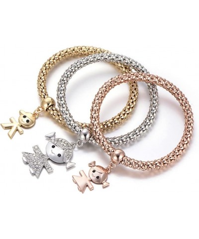 Crystal Charms Multilayer Bracelets - 3PCS Gold/Silver/Rose Gold Corn Chain Bracelet for Women, Tree of Life Heart Shaped Str...