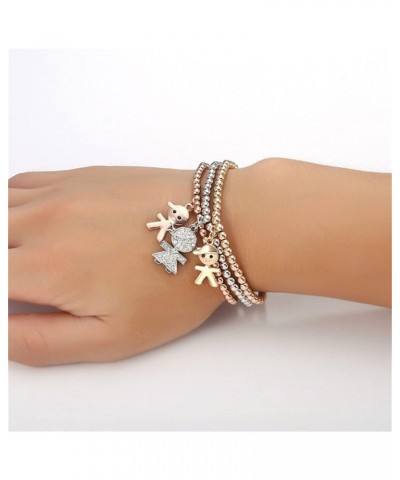 Crystal Charms Multilayer Bracelets - 3PCS Gold/Silver/Rose Gold Corn Chain Bracelet for Women, Tree of Life Heart Shaped Str...