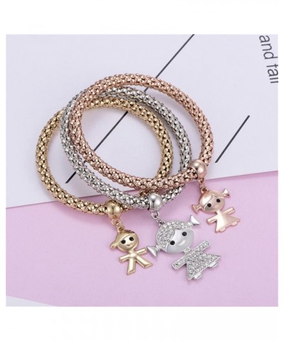 Crystal Charms Multilayer Bracelets - 3PCS Gold/Silver/Rose Gold Corn Chain Bracelet for Women, Tree of Life Heart Shaped Str...