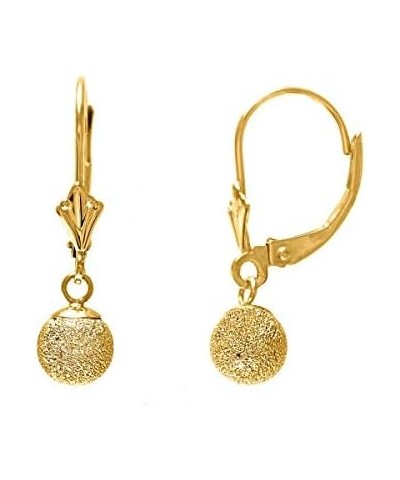 14k Real Yellow Gold 6mm Textured Ball Dangle Lever Back Earrings $56.03 Earrings