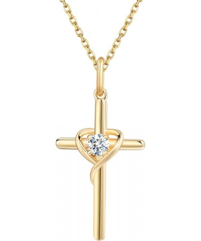 Sterling Silver Cross Necklace for Women Gold Plated Cross Pendant Necklace Cross Layered Necklace for Women Cz_heart-diamond...