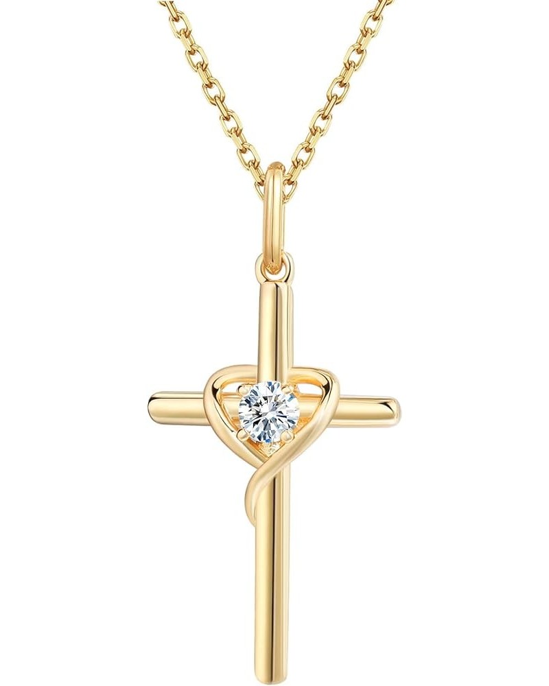 Sterling Silver Cross Necklace for Women Gold Plated Cross Pendant Necklace Cross Layered Necklace for Women Cz_heart-diamond...