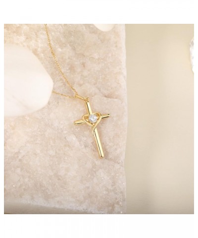 Sterling Silver Cross Necklace for Women Gold Plated Cross Pendant Necklace Cross Layered Necklace for Women Cz_heart-diamond...