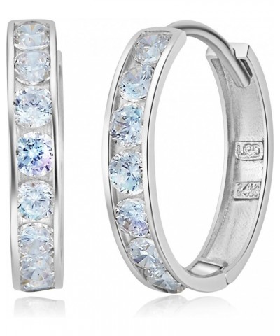 14k REAL White Gold 3mm Thickness CZ Channel Set Hoop Huggie Earrings - 3 Different Size Available 17 mm $56.00 Earrings