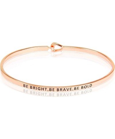 SM Inspirational Positive Message Engraved Thin Cuff Bangle Bracelets for Women Be Bright,Be Brave,Be Bold - Rose gold $9.43 ...