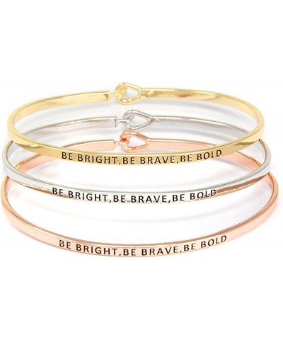 SM Inspirational Positive Message Engraved Thin Cuff Bangle Bracelets for Women Be Bright,Be Brave,Be Bold - Rose gold $9.43 ...