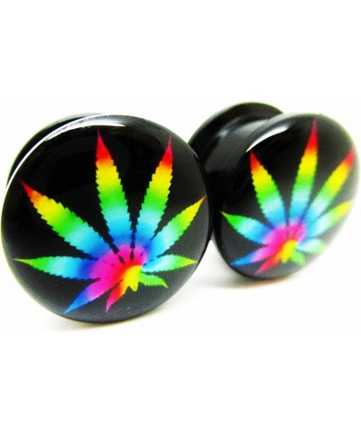 Tie-Dye Pot Leaf Marijuana Ear Plugs - Acrylic Screw-On - New - 14 Sizes - Pair 00 Gauge (10mm) $7.48 Body Jewelry