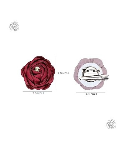 4Pcs Fabric Camellia Flower Pin Brooch and Hair Clip, Elegant Large Floral Brooches for Women Girls Wedding Party Dress Scarf...