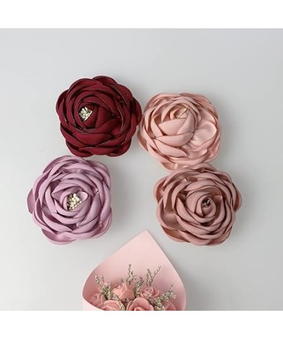 4Pcs Fabric Camellia Flower Pin Brooch and Hair Clip, Elegant Large Floral Brooches for Women Girls Wedding Party Dress Scarf...