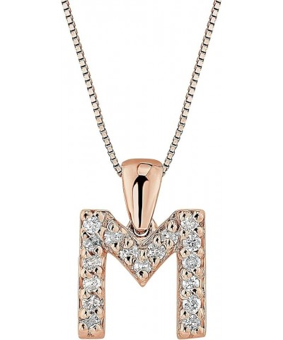 14k Rose Gold Diamond Initial Pendant Necklace (1/10cttw) 18-inch Box Chain M $109.22 Necklaces