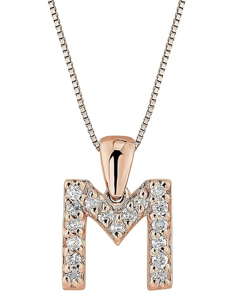 14k Rose Gold Diamond Initial Pendant Necklace (1/10cttw) 18-inch Box Chain M $109.22 Necklaces