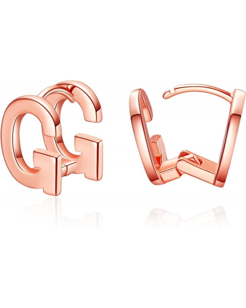 Chunky Gold Plated Initial Hoop Earrings for Women 14K Gold Plated Letters A-Z Hoop Earrings for Women G : Rose Gold Plated $...