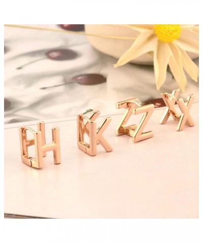 Chunky Gold Plated Initial Hoop Earrings for Women 14K Gold Plated Letters A-Z Hoop Earrings for Women G : Rose Gold Plated $...