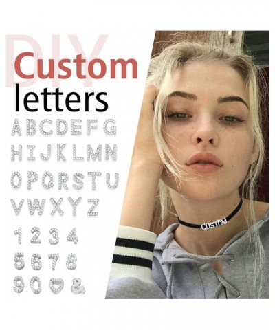 Black Leather Collar Custom Name Choker Necklaces for Women 18K Gold Plated Letter Charm Personalized Jewelry for Women Cospl...