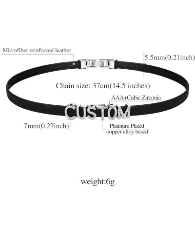 Black Leather Collar Custom Name Choker Necklaces for Women 18K Gold Plated Letter Charm Personalized Jewelry for Women Cospl...