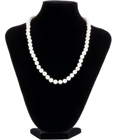 Faux Hand Knotted Glass Imitation Pearls Necklace Earring Jewelry 4 Set for Women and Girls White 8mm 14.5inch $6.88 Necklaces