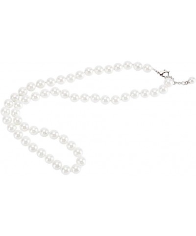 Faux Hand Knotted Glass Imitation Pearls Necklace Earring Jewelry 4 Set for Women and Girls White 8mm 14.5inch $6.88 Necklaces