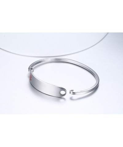 Free Custom Engraving Stainless Steel Catch Hook Oval Fit Medical Alert ID Bangle Bracelet (Silver-60mm, Custom Engrave**) $1...