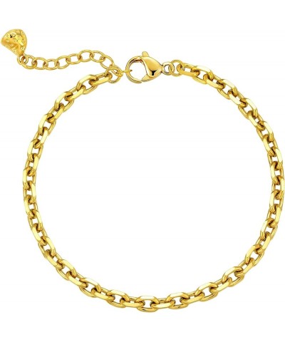 Gold Bracelet for Women 18K Gold Plated Dainty Adjustable Figaro/Cuban/Snake/Rope/Bead Link Chain Simple Jewelry for Girls 4M...