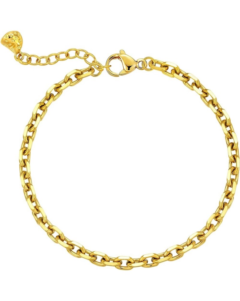 Gold Bracelet for Women 18K Gold Plated Dainty Adjustable Figaro/Cuban/Snake/Rope/Bead Link Chain Simple Jewelry for Girls 4M...