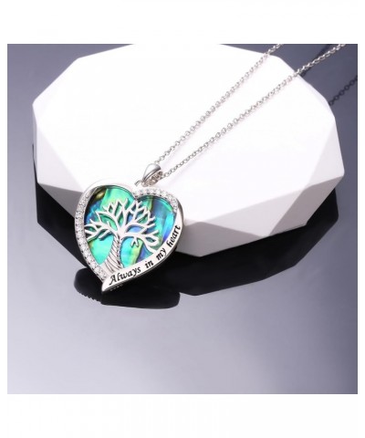 Tree of Life Necklace 925 Sterling Silver Heart Tree of Life Pendant Abalone Shell Tree Necklaces Jewelry for Women Wife Mom ...