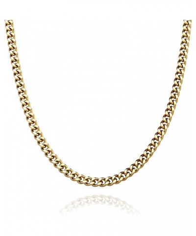 Stainless Steel 4mm Cuban Link Necklace Chain for Men Women Minimalist Jewelry Gifts 24 IN Gold $10.07 Necklaces