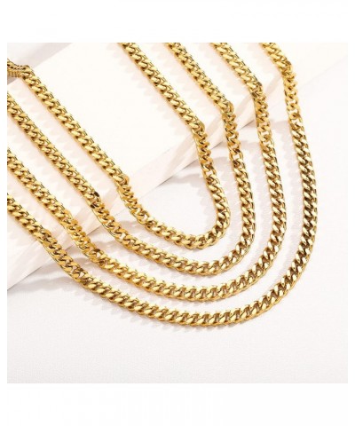 Stainless Steel 4mm Cuban Link Necklace Chain for Men Women Minimalist Jewelry Gifts 24 IN Gold $10.07 Necklaces