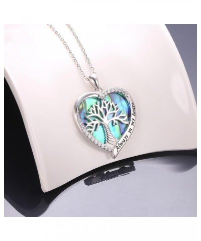 Tree of Life Necklace 925 Sterling Silver Heart Tree of Life Pendant Abalone Shell Tree Necklaces Jewelry for Women Wife Mom ...