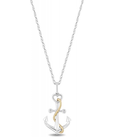 Best Ever Anchor Pendant in Sterling Silver and 14K Yellow Gold with Diamonds $31.85 Necklaces